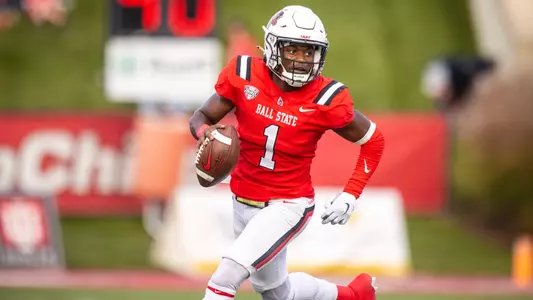 The Ball State football team competes against Central Michigan on Saturday, October 21, 2023 at Scheumann Stadium during Homecoming.