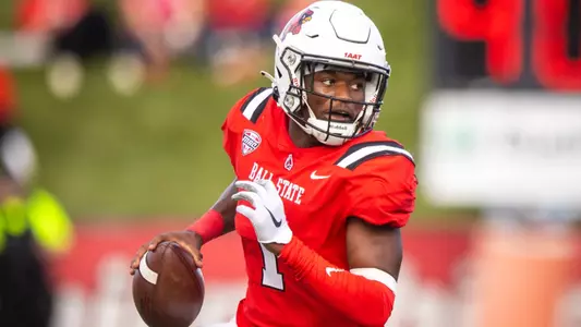 The Ball State football team competes against Central Michigan on Saturday, October 21, 2023 at Scheumann Stadium during Homecoming.