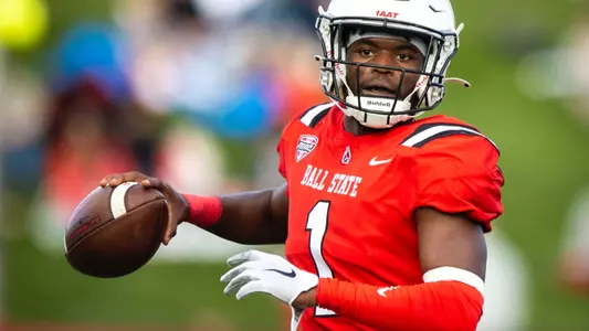 The Ball State football team competes against Central Michigan on Saturday, October 21, 2023 at Scheumann Stadium during Homecoming.