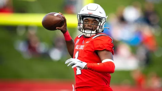The Ball State football team competes against Central Michigan on Saturday, October 21, 2023 at Scheumann Stadium during Homecoming.