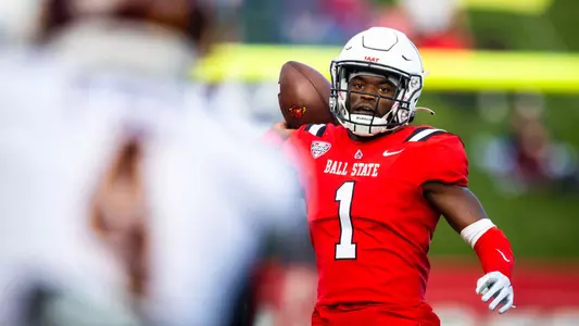 The Ball State football team competes against Central Michigan on Saturday, October 21, 2023 at Scheumann Stadium during Homecoming.