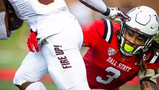 The Ball State football team competes against Central Michigan on Saturday, October 21, 2023 at Scheumann Stadium during Homecoming.