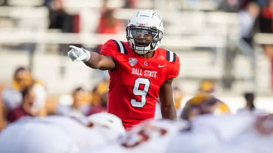 The Ball State football team competes against Central Michigan on Saturday, October 21, 2023 at Scheumann Stadium during Homecoming.