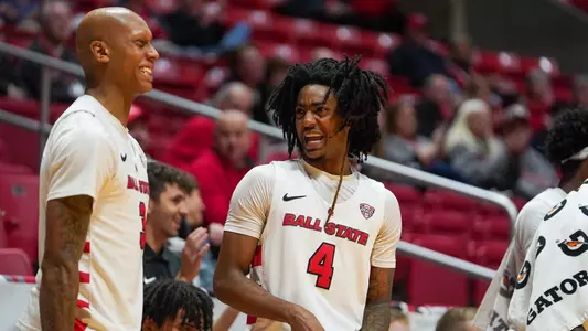 Micah Bell (4) and Mickey Pearson (3) at Ball State vs. RoseHulman Basketball Game