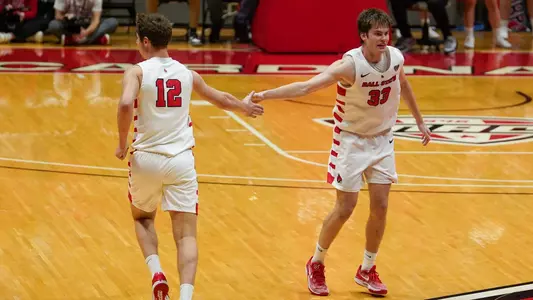 Mason Jones (33) and Jurica Zagorsak (12) vs. Goshen, at Worthen Arena