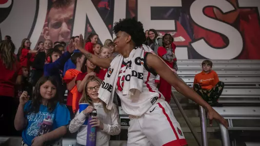The Ball State women's basketball team competes against Tennessee Tech at Worthen Arena on November 6, 2023. Photo by Bobby Ellis.