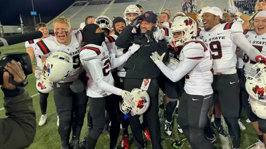 Neu postgame interview celebration