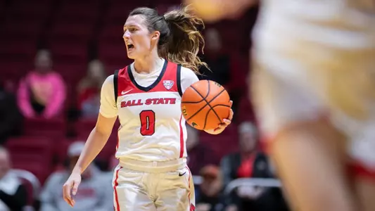 The Ball State women's basketball team competes against Buffalo University during their MAC home opener at Worthen Arena on January 10, 2024. Photo by Bobby Ellis.