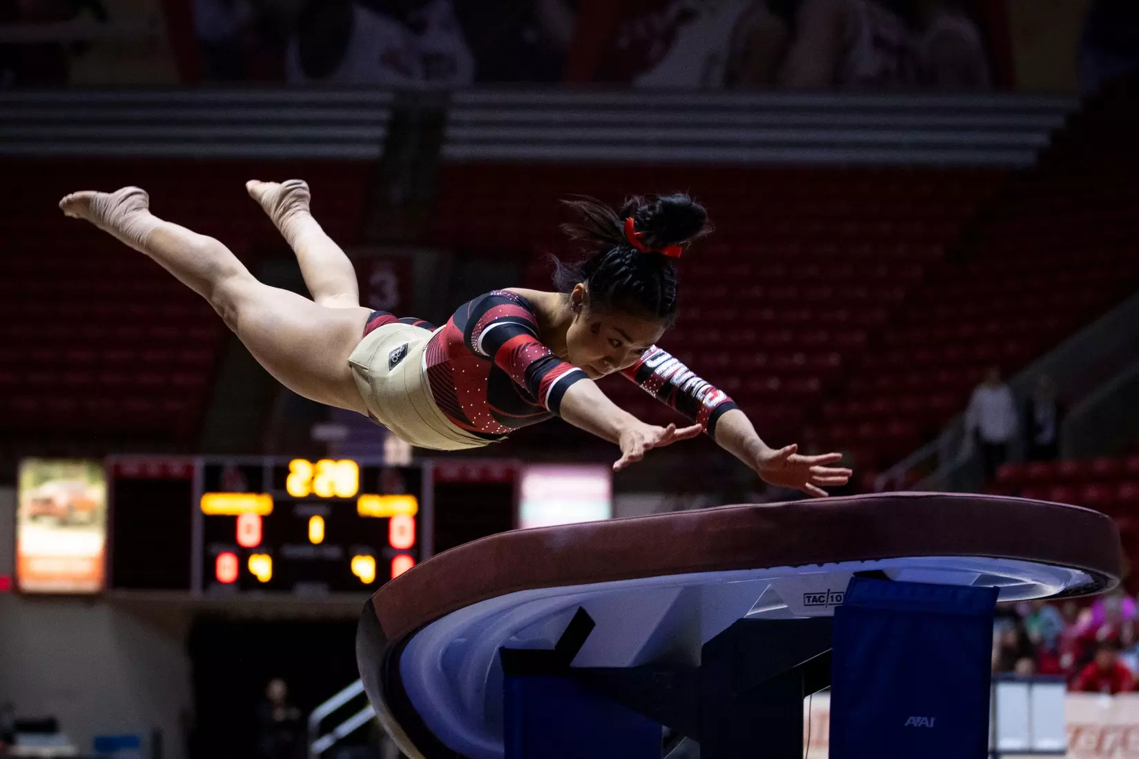The Ball State gymnastic team hosts Bowling Green in Worthen Arena on Jan, 22. Photo by Samantha Blankenship / Ball State University