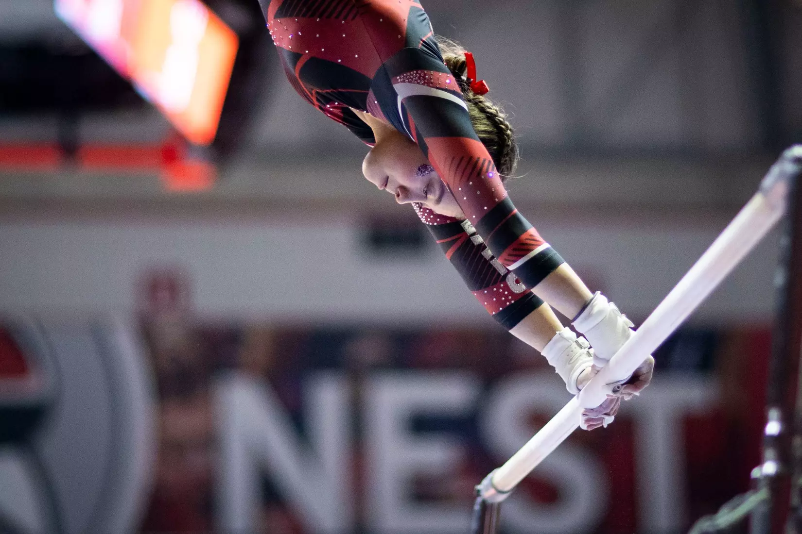 The Ball State gymnastic team hosts Bowling Green in Worthen Arena on Jan, 22. Photo by Samantha Blankenship / Ball State University