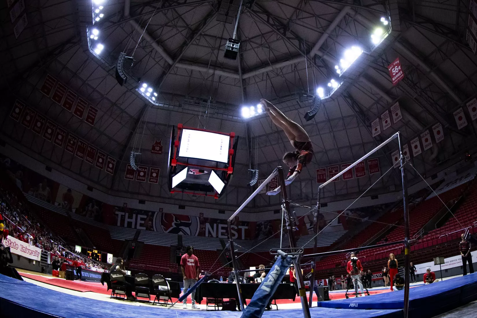 The Ball State gymnastic team hosts Bowling Green in Worthen Arena on Jan, 22. Photo by Samantha Blankenship / Ball State University