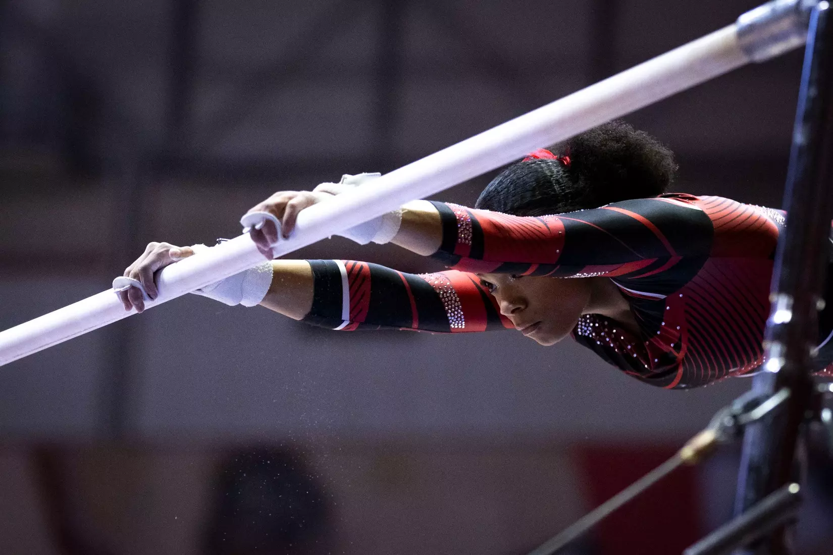 The Ball State gymnastic team hosts Bowling Green in Worthen Arena on Jan, 22. Photo by Samantha Blankenship / Ball State University