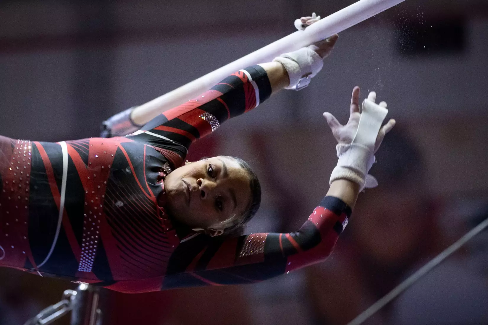 The Ball State gymnastic team hosts Bowling Green in Worthen Arena on Jan, 22. Photo by Samantha Blankenship / Ball State University