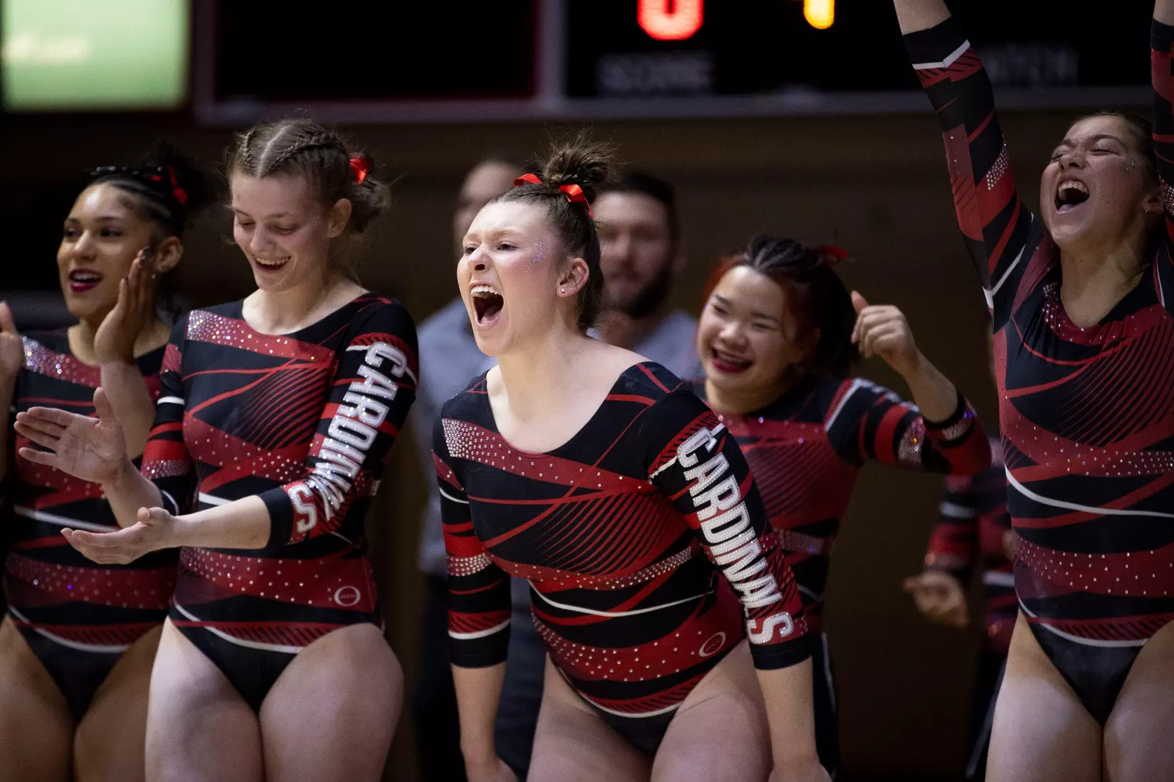 The Ball State gymnastic team hosts Bowling Green in Worthen Arena on Jan, 22. Photo by Samantha Blankenship / Ball State University