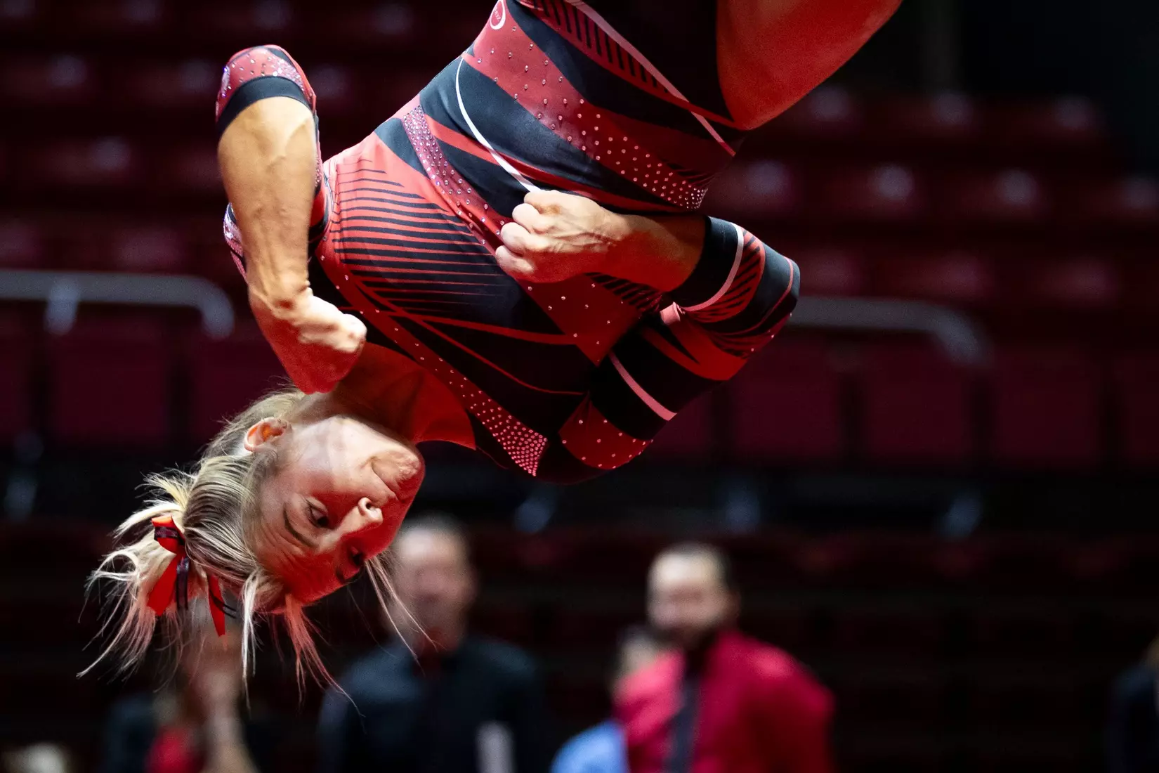 The Ball State gymnastic team hosts Bowling Green in Worthen Arena on Jan, 22. Photo by Samantha Blankenship / Ball State University