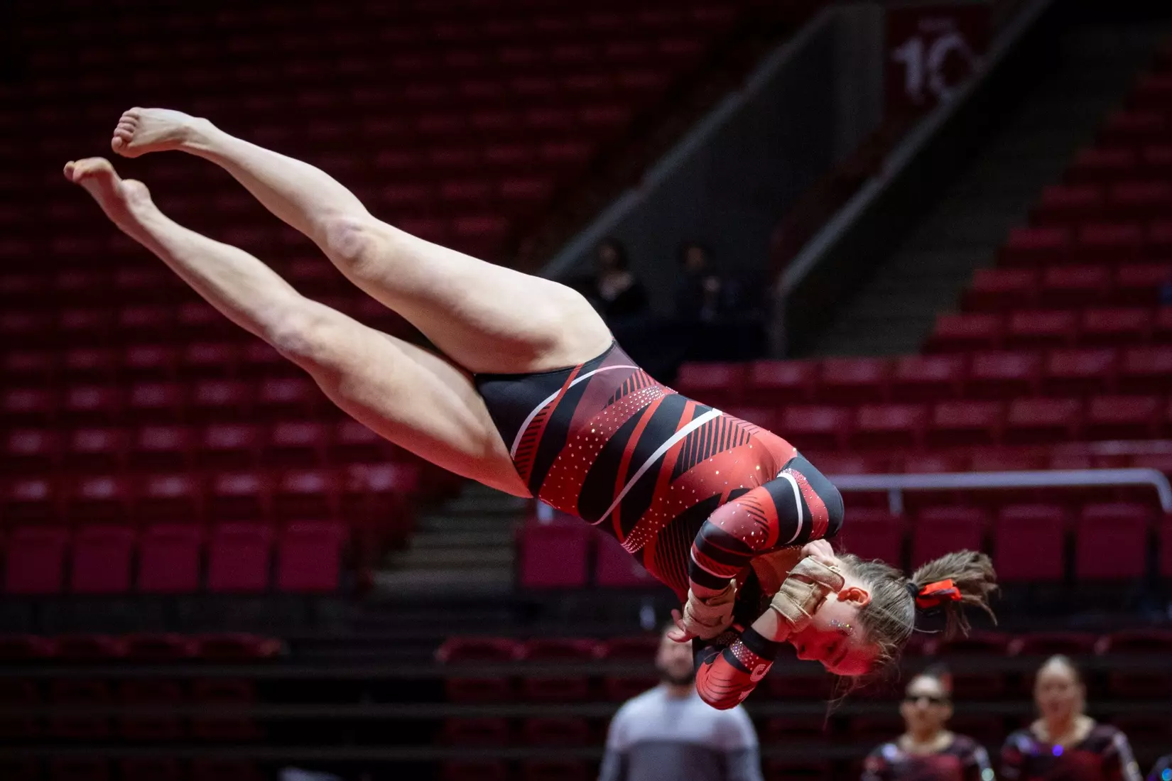 The Ball State gymnastic team hosts Bowling Green in Worthen Arena on Jan, 22. Photo by Samantha Blankenship / Ball State University
