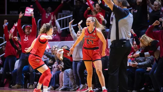The Ball State women's basketball team competes against the Toledo Rockets at Worthen Arena on January 21, 2024. Photo by Bobby Ellis.