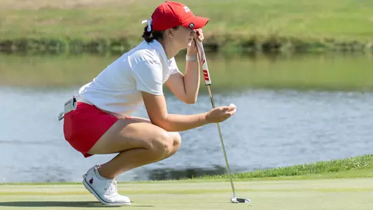 Sarah Gallagher Setting Up her Putt at Brittany Kelly Classic