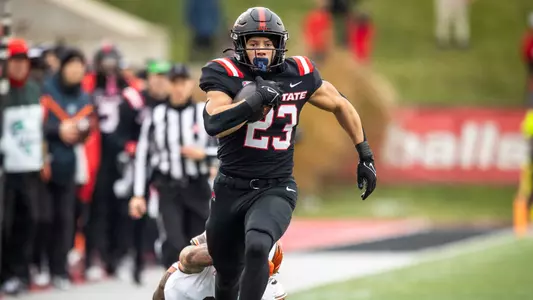 The Ball State football team competes against the Bowling Green Falcons in Scheumann Stadium on November 23, 2024. Photo by Bobby Ellis