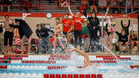 Swimming Cheering During Race