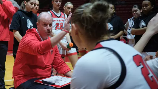 The Ball State women's basketball team competes against the Eastern Michigan Eagles at Worthen Arena on March 2, 2024 Photo by Bobby Ellis.