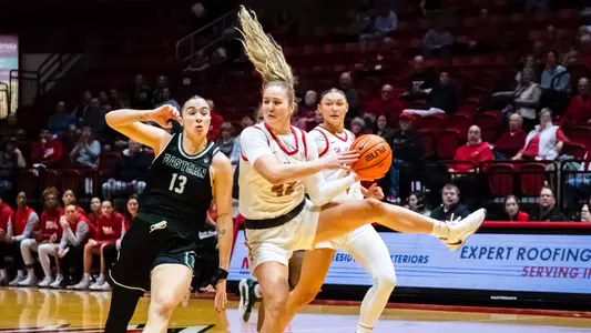 The Ball State women's basketball team competes against Eastern Michigan at Worthen Arena in Muncie, Indiana on January 8, 2025  Photo by Bobby Ellis