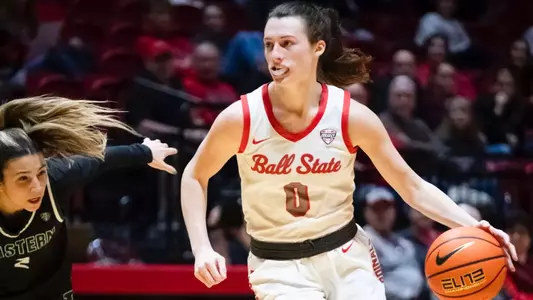 The Ball State women's basketball team competes against Eastern Michigan at Worthen Arena in Muncie, Indiana on January 8, 2025  Photo by Bobby Ellis