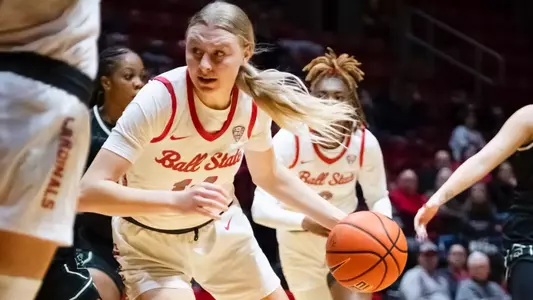 The Ball State women's basketball team competes against Eastern Michigan at Worthen Arena in Muncie, Indiana on January 8, 2025  Photo by Bobby Ellis