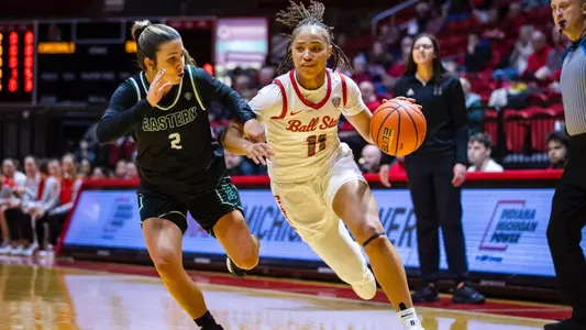 Women’s Basketball vs Eastern Michigan on Jan 8, 2025 in Worthen Arena. Photo by Samantha Blankenship/Ball State University.