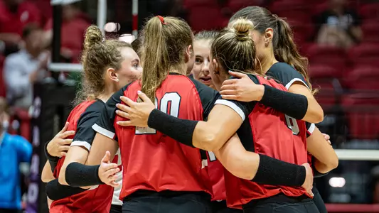 WVB Team Huddle vs. Cedarville