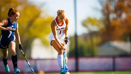 The Ball State field hockey team competes against UC Davis at Briner Sports Complex on October 22, 2024. Photo by Bobby Ellis/Ball State University
