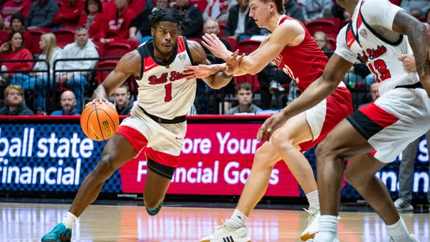 MC-80581 - Ball State Men’s Basketball hosts Miami of Ohio on Dec 20, 2025. Photo by Samantha (Blankenship) Ellis/Ball State University.