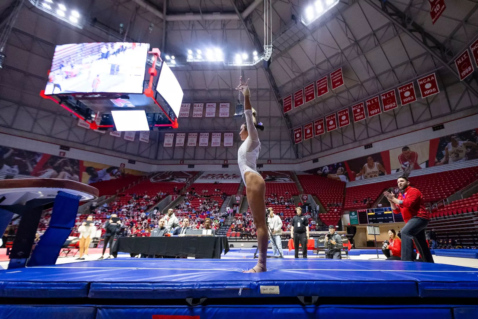Ball State Gymnastics vs Central Michigan on Feb 9, 2025. Photo by Samantha Blankenship/Ball State University.