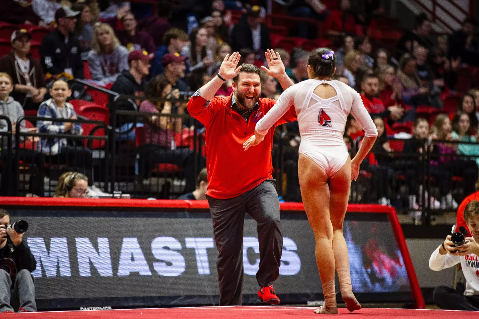 Ball State Gymnastics vs Central Michigan on Feb 9, 2025. Photo by Samantha Blankenship/Ball State University.