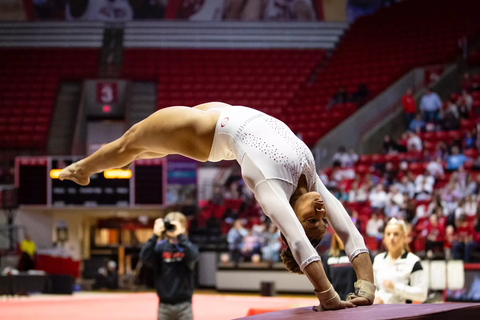 Ball State Gymnastics vs Central Michigan on Feb 9, 2025. Photo by Samantha Blankenship/Ball State University.