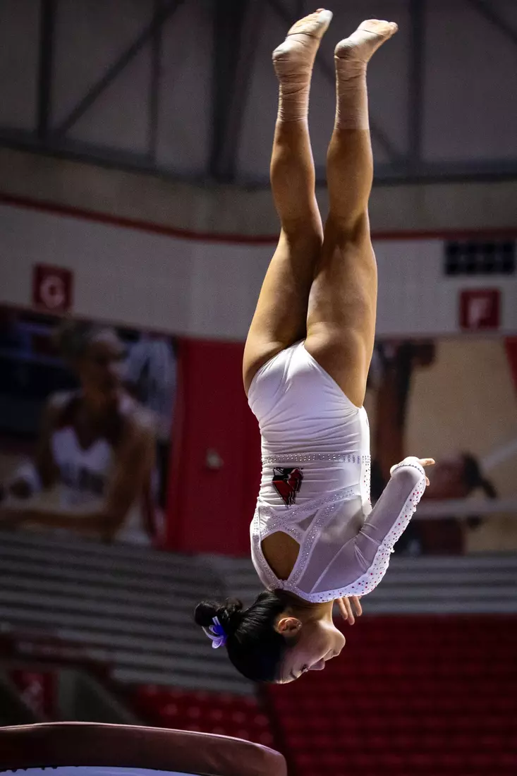 Ball State Gymnastics vs Central Michigan on Feb 9, 2025. Photo by Samantha Blankenship/Ball State University.