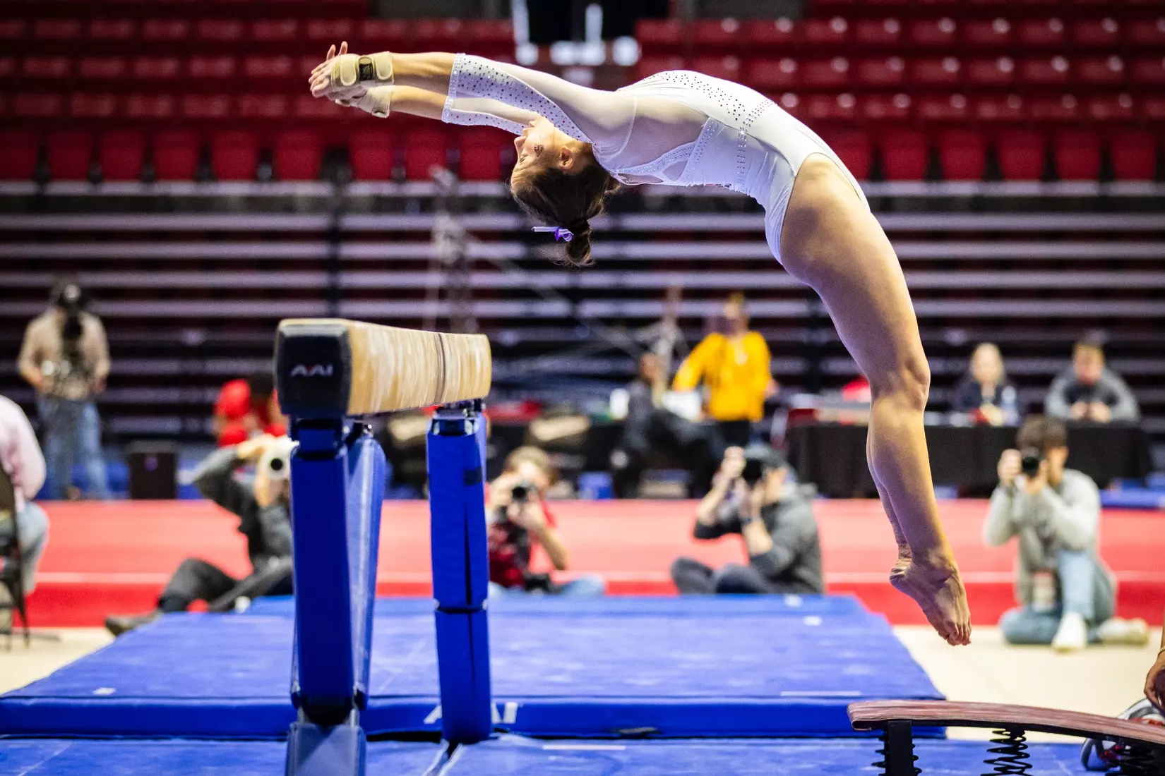 Ball State Gymnastics vs Central Michigan on Feb 9, 2025. Photo by Samantha Blankenship/Ball State University.