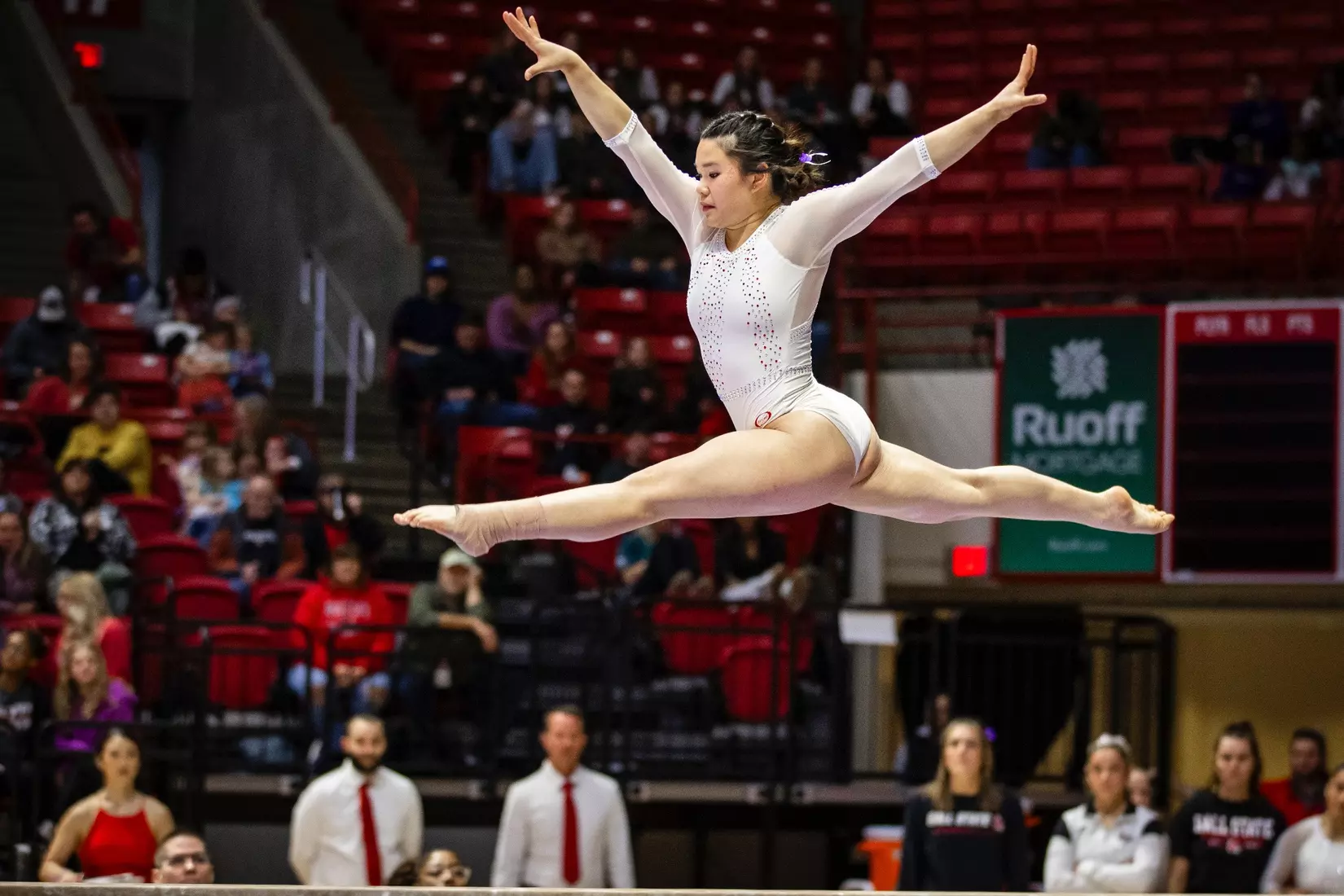 Ball State Gymnastics vs Central Michigan on Feb 9, 2025. Photo by Samantha Blankenship/Ball State University.