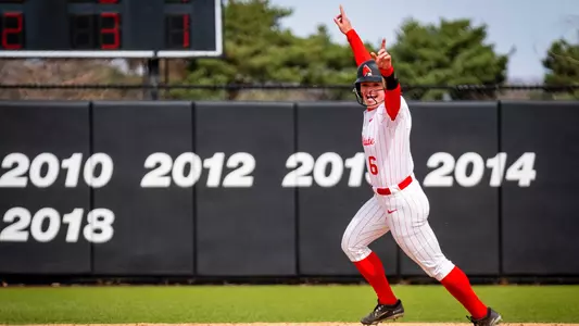 Veronica Peitersen Celebrating a home run