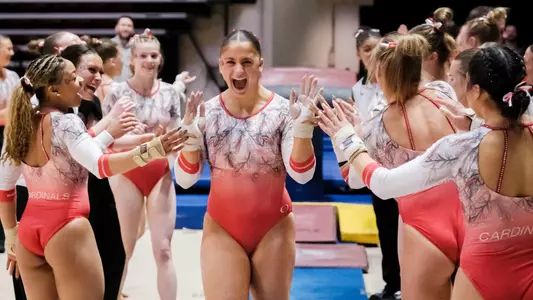Jordanna Phillis celebrating on vault