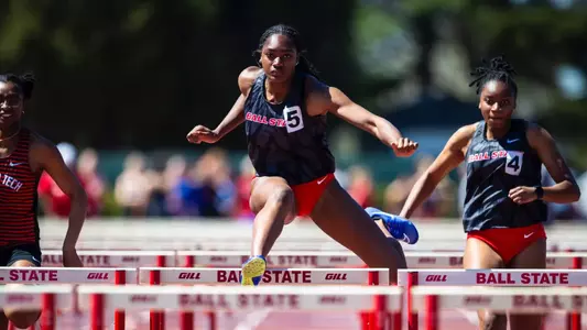 The Ball State track and field team competes in the We Fly Challenge at the Briner Sports Complex on April 13, 2024. Photo by Bobby Ellis