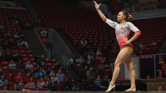 Zoe Middleton on beam on Squishmallows Day