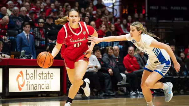 MC-80680 - Ball State Women’s Basketball hosts Buffalo on Jan 14, 2026. Photo by Samantha (Blankenship) Ellis/Ball State University.