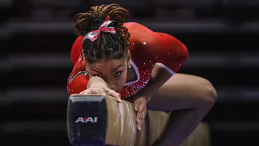 Zoe Middleton on beam during Ball State's Red vs. White meet