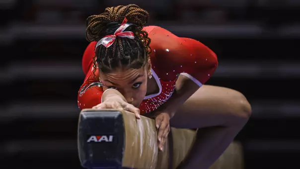 Zoe Middleton on beam during Ball State's Red vs. White meet