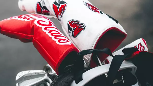 An image of men's golf clubs in a golf bag with head coachers