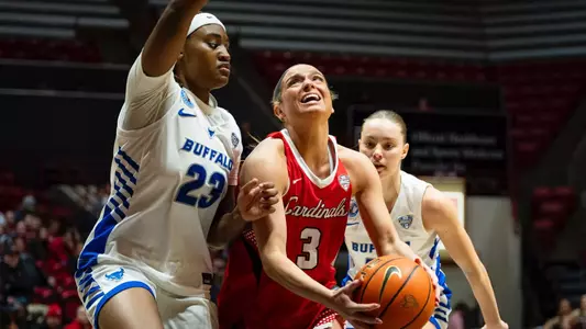 MC-80680 - Ball State Women’s Basketball hosts Buffalo on Jan 14, 2026. Photo by Samantha (Blankenship) Ellis/Ball State University.