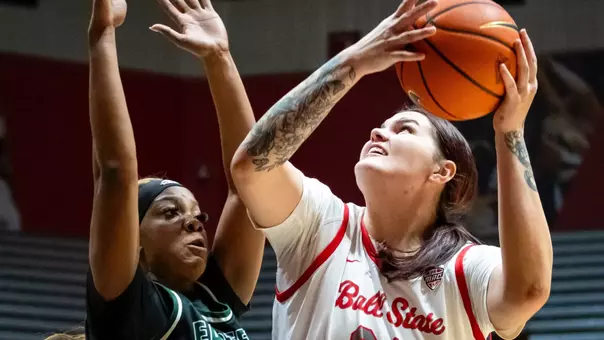 MC-80580 - Ball State Women’s Basketball hosts Eastern Michigan on Dec 20, 2025. Photo by Samantha (Blankenship) Ellis/Ball State University.