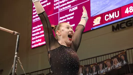 Ashley Szymanski on bars at Central Michigan