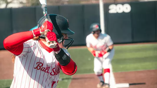 Lindsey DeRoeck batting vs. Akron